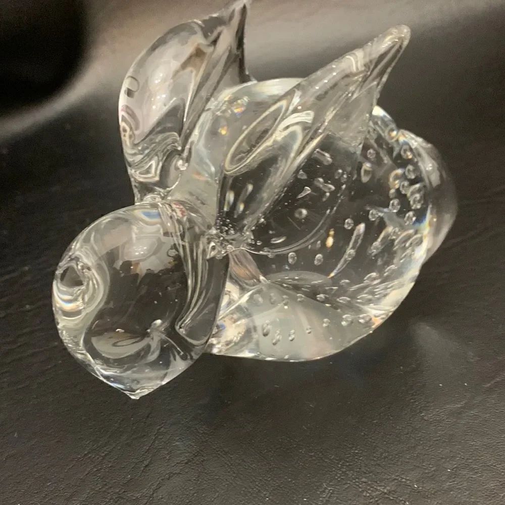 Crystal Easter Bunny Rabbit Vintage Paperweight Controlled Bubbles Art Deco